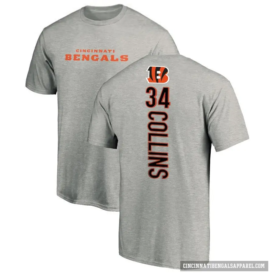 Men's ＃34 Elijah Collins Cincinnati Bengals Ash Backer T-Shirt