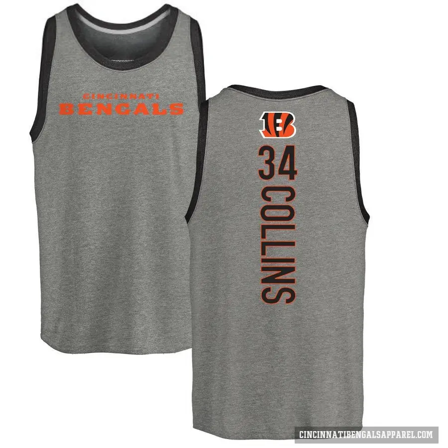 Men's ＃34 Elijah Collins Cincinnati Bengals Ash Backer Tank Top