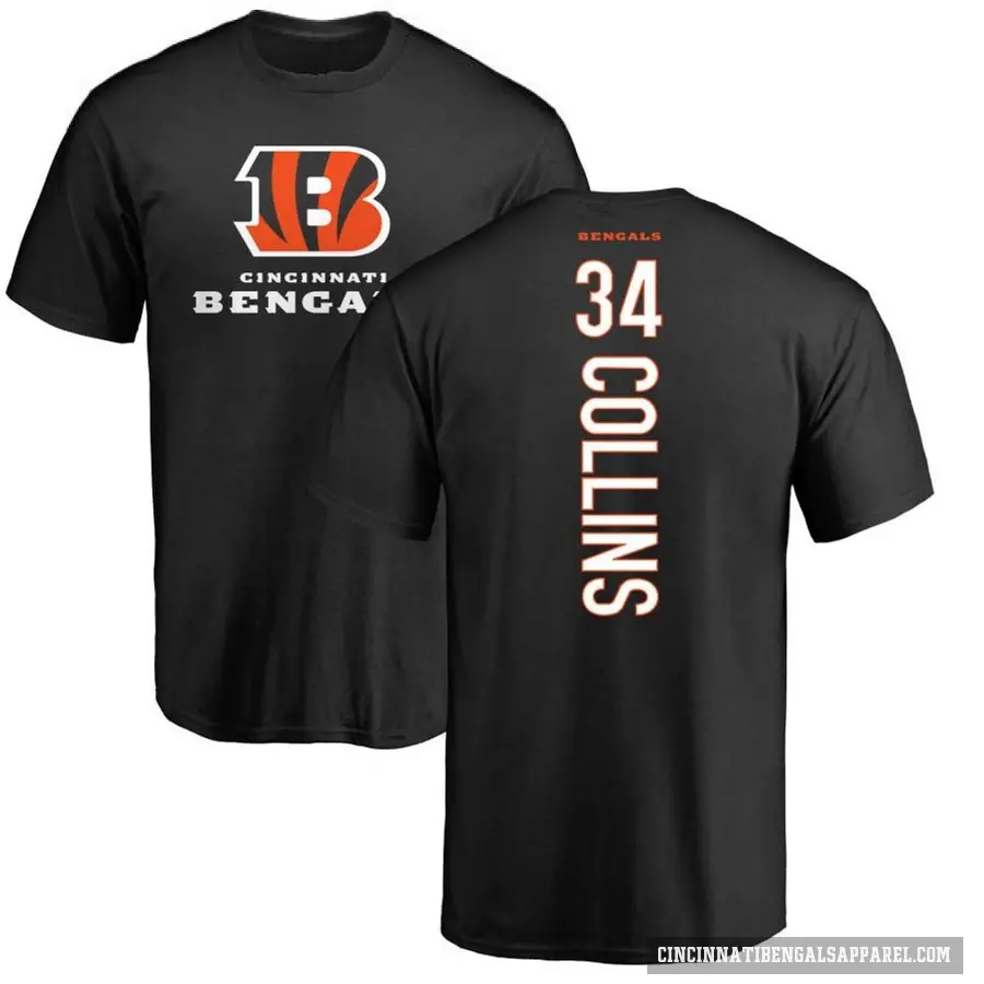 Men's ＃34 Elijah Collins Cincinnati Bengals Black Backer T-Shirt