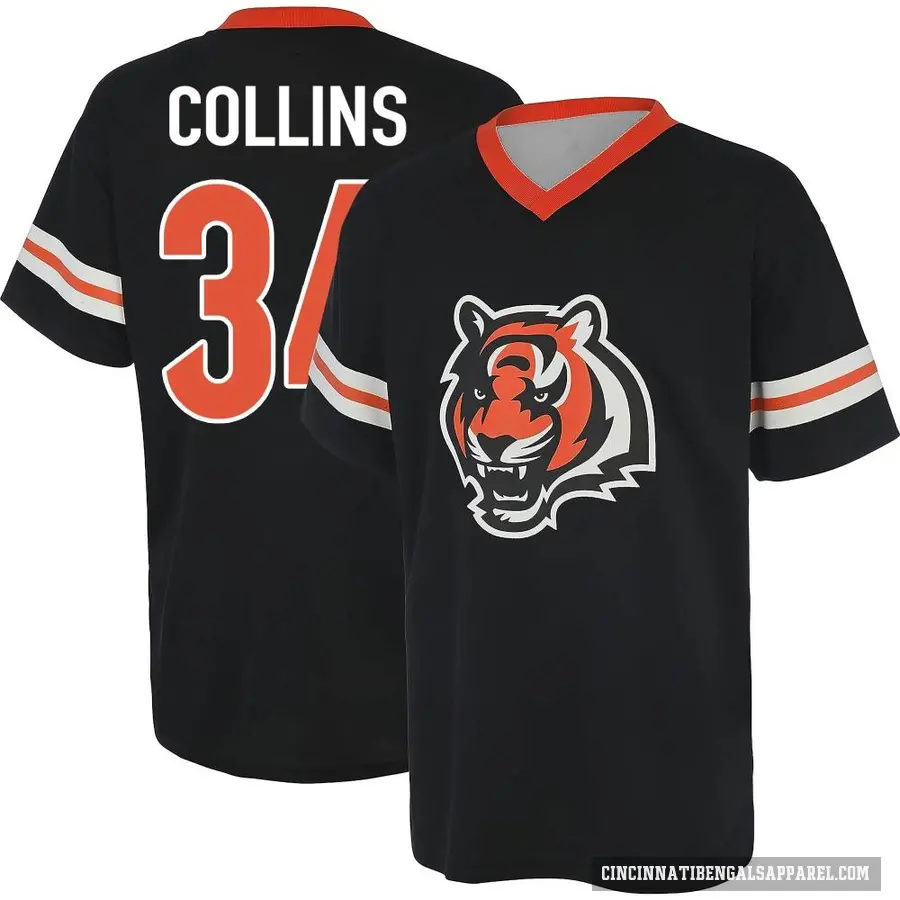 Men's ＃34 Elijah Collins Cincinnati Bengals Black Game Day V-Neck T-Shirt