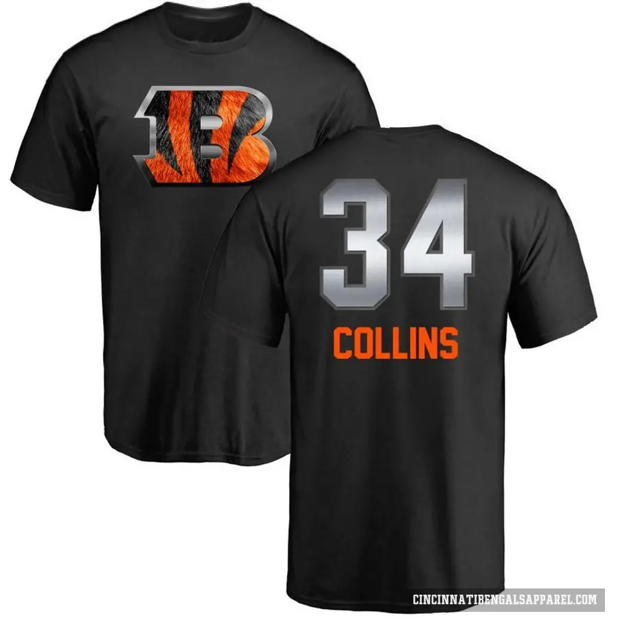 Men's ＃34 Elijah Collins Cincinnati Bengals Black Midnight Mascot T-Shirt