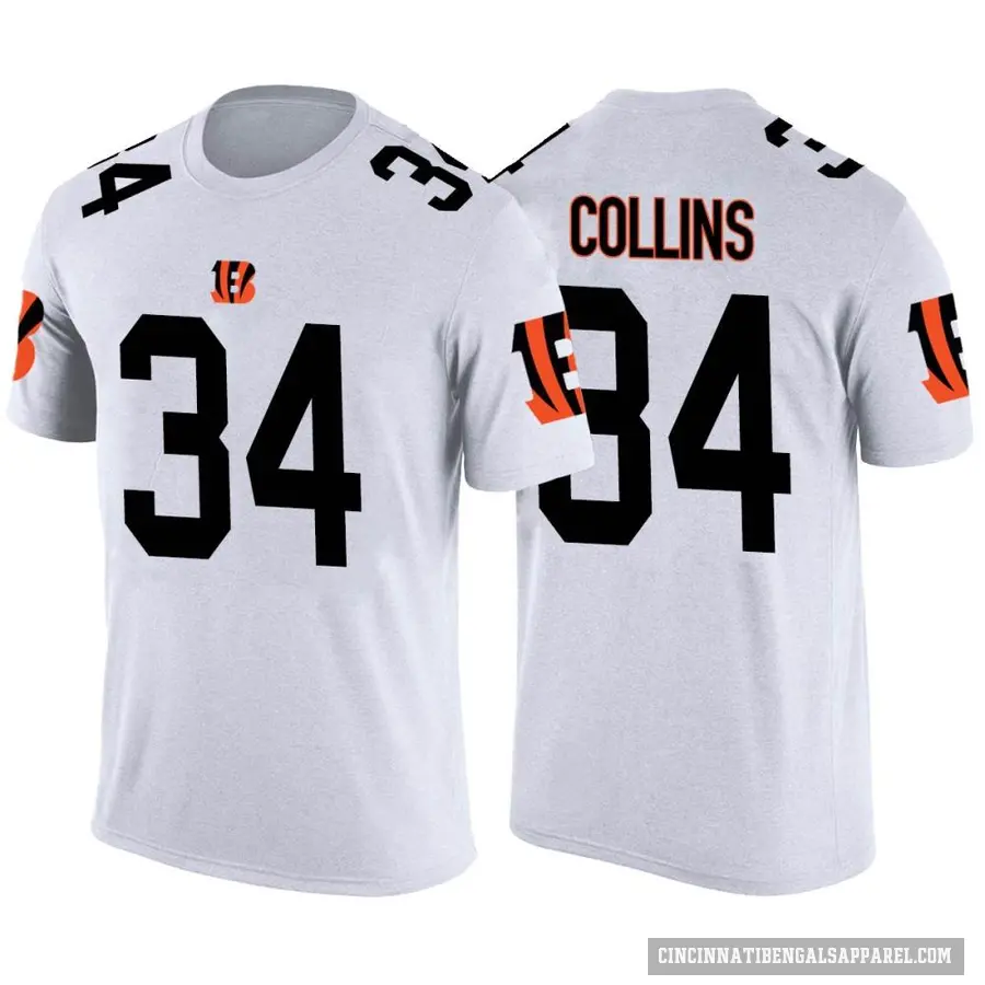 Men's ＃34 Elijah Collins Cincinnati Bengals White Color Rush T-Shirt