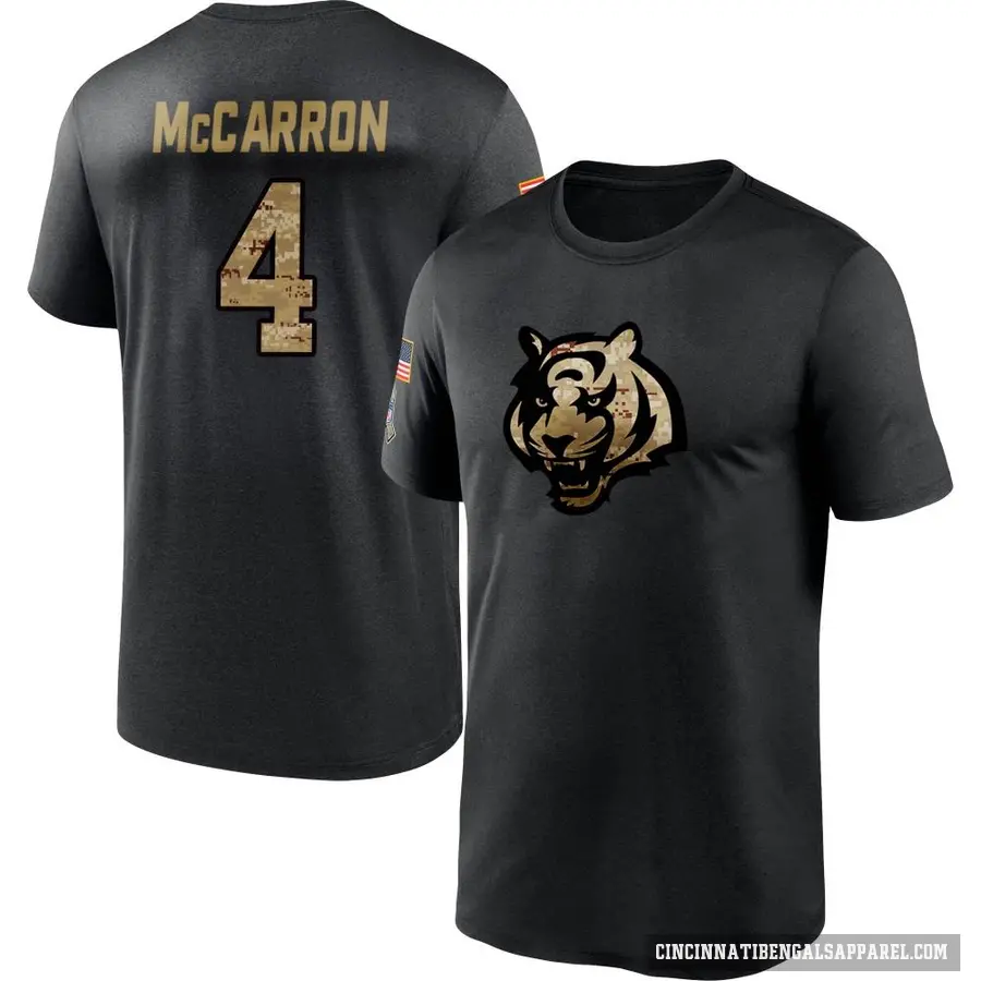 Men's ＃4 AJ McCarron Cincinnati Bengals Black 2020 Salute To Service Performance T-Shirt