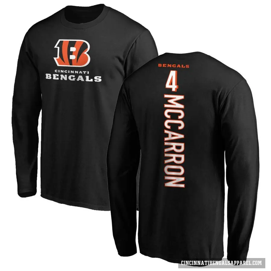 Men's ＃4 AJ McCarron Cincinnati Bengals Black Backer Long Sleeve T-Shirt