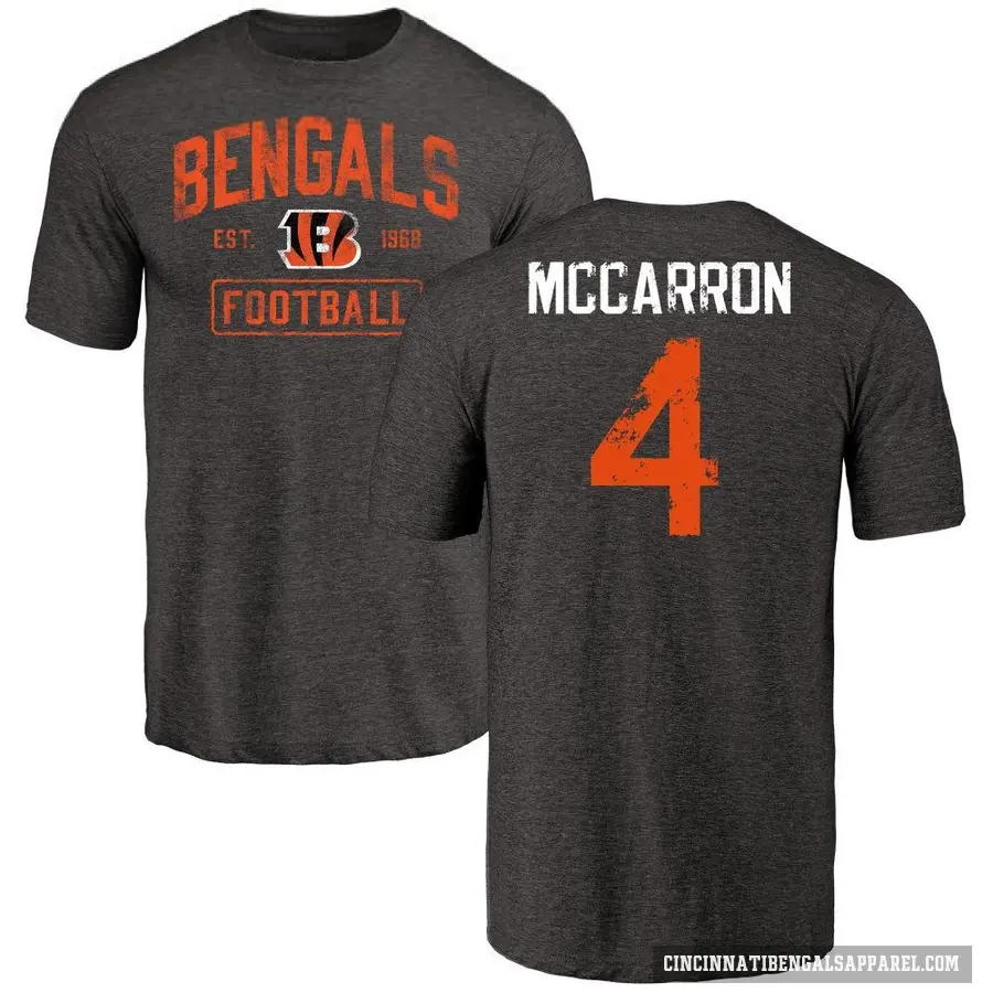 Men's ＃4 AJ McCarron Cincinnati Bengals Black Distressed T-Shirt