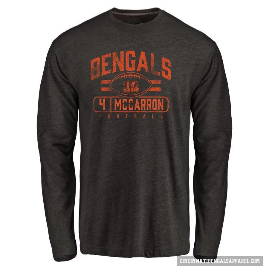 Men's ＃4 AJ McCarron Cincinnati Bengals Black Flanker Long Sleeve T-Shirt