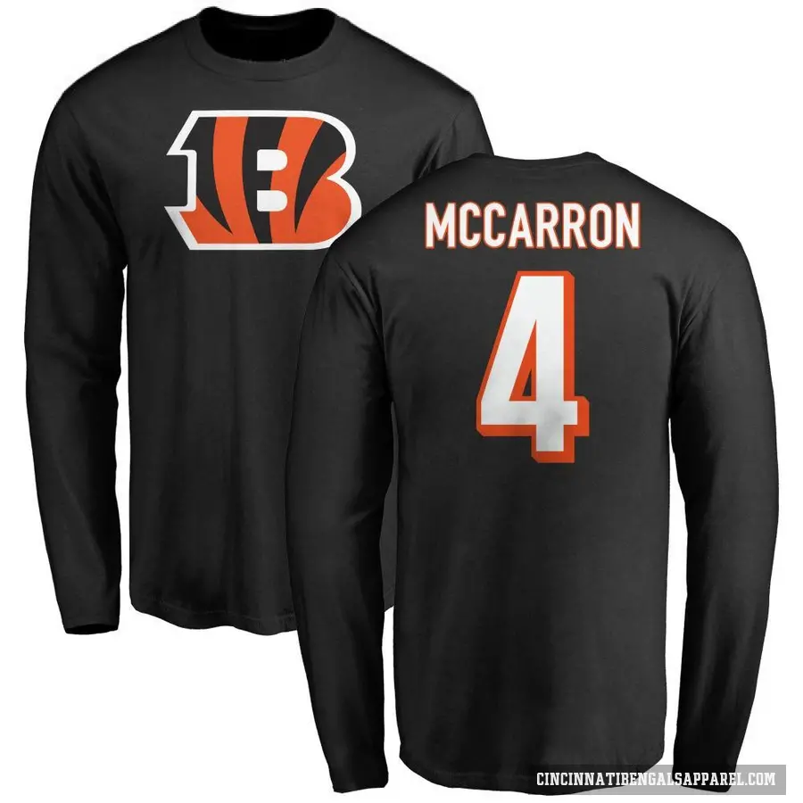 Men's ＃4 AJ McCarron Cincinnati Bengals Black Logo Long Sleeve T-Shirt