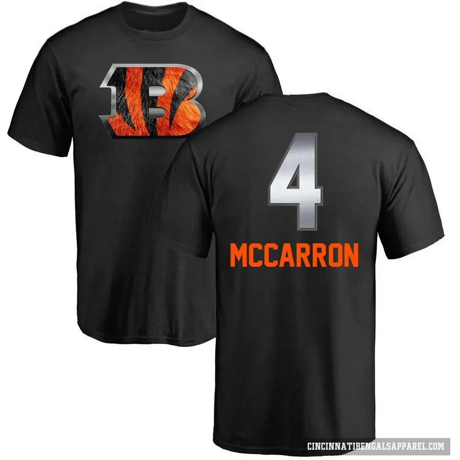 Men's ＃4 AJ McCarron Cincinnati Bengals Black Midnight Mascot T-Shirt