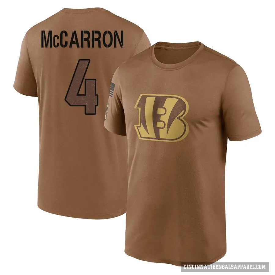 Men's ＃4 AJ McCarron Cincinnati Bengals Brown 2023 Salute To Service Performance T-Shirt