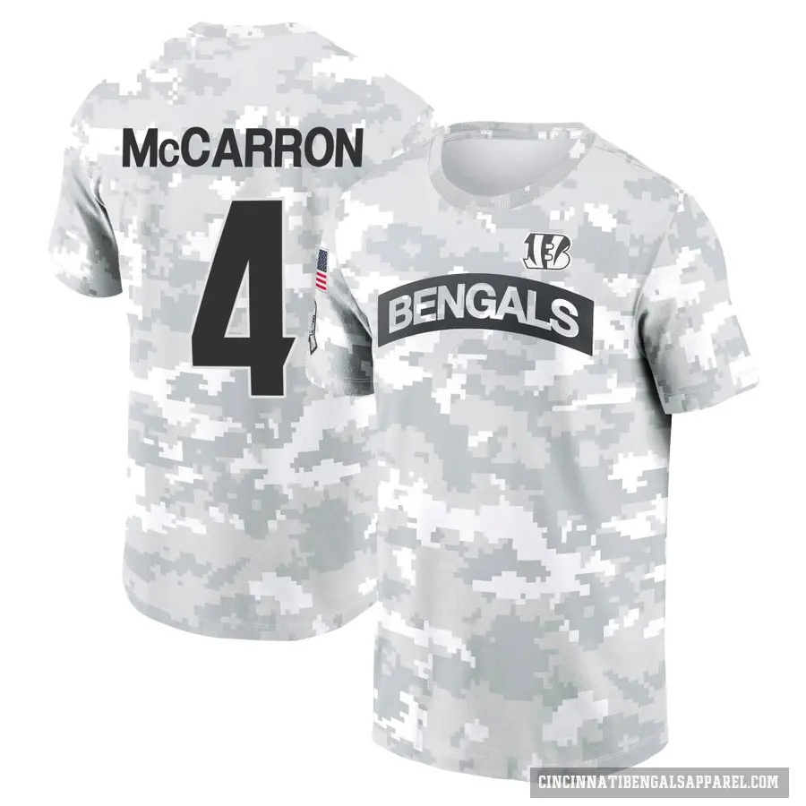 Men's ＃4 AJ McCarron Cincinnati Bengals Camo Arctic 2024 Salute to Service Performance T-Shirt