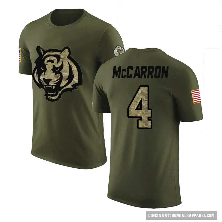 Men's ＃4 AJ McCarron Cincinnati Bengals Olive Salute to Service T-Shirt