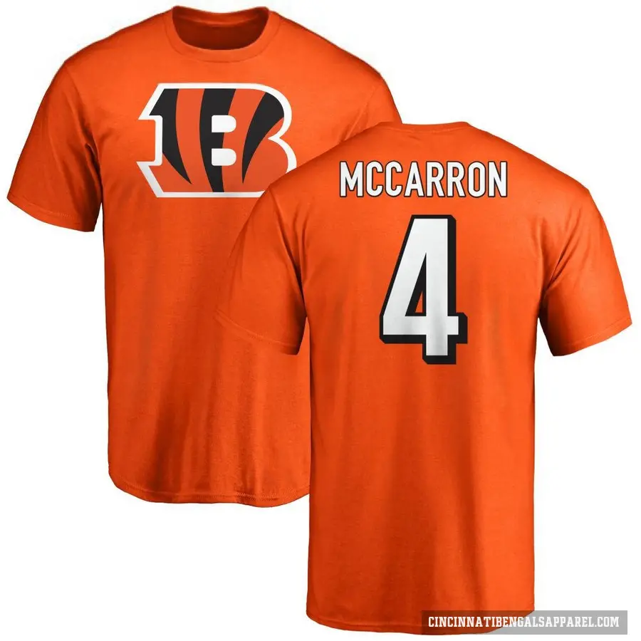 Men's ＃4 AJ McCarron Cincinnati Bengals Orange Logo T-Shirt