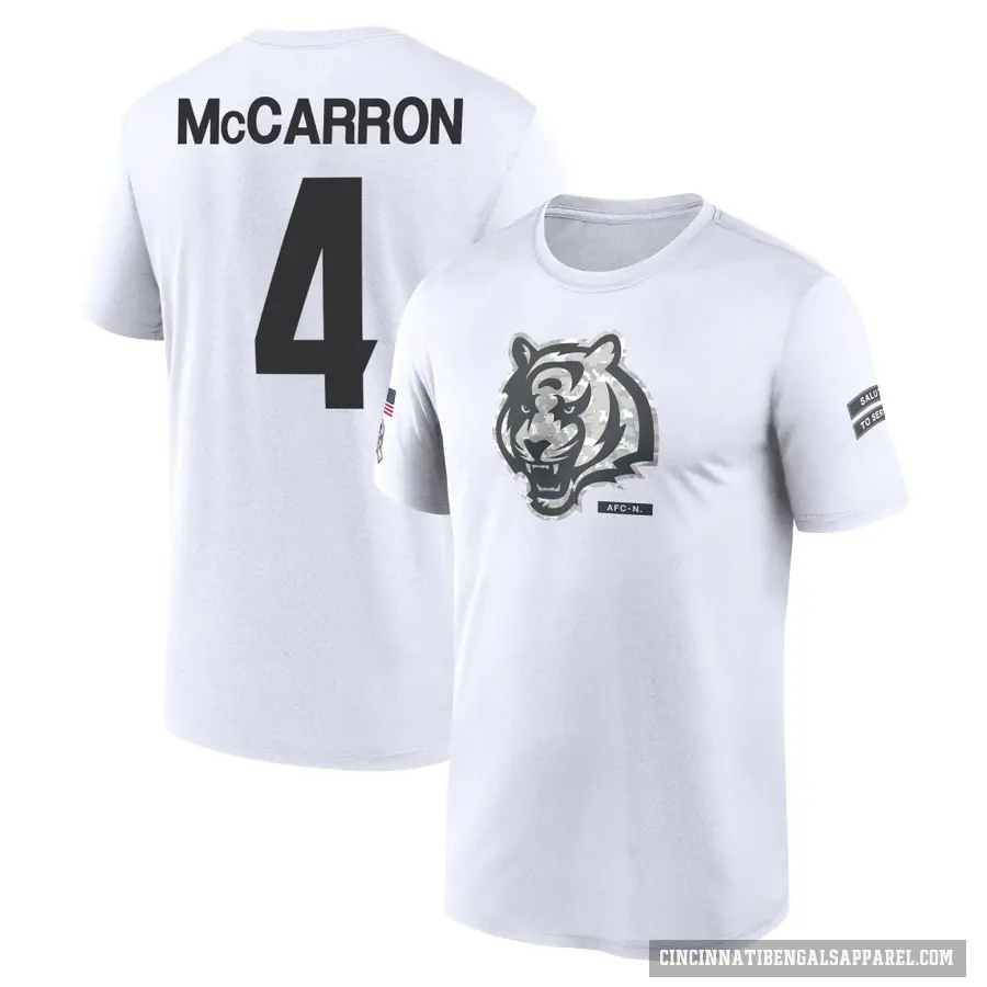 Men's ＃4 AJ McCarron Cincinnati Bengals White 2024 Salute to Service Performance T-Shirt