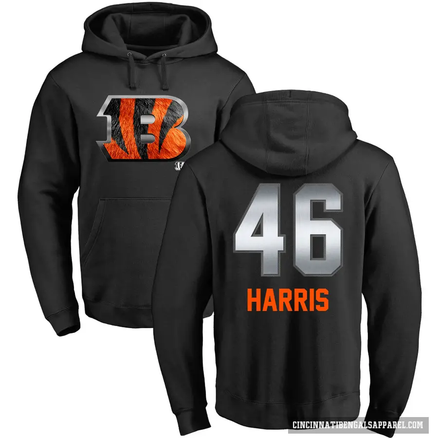 Men's ＃46 Clark Harris Cincinnati Bengals Black Midnight Mascot Pullover Hoodie