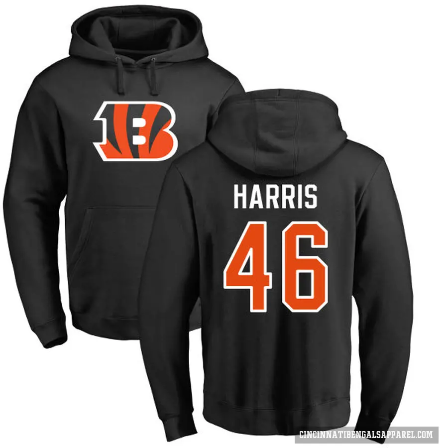 Men's ＃46 Clark Harris Cincinnati Bengals Black Pro Line Logo Pullover Hoodie