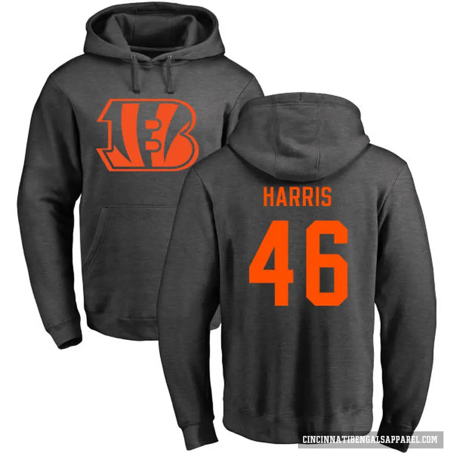 Men's ＃46 Clark Harris Cincinnati Bengals Pro Line by Branded Ash One Color Pullover Hoodie