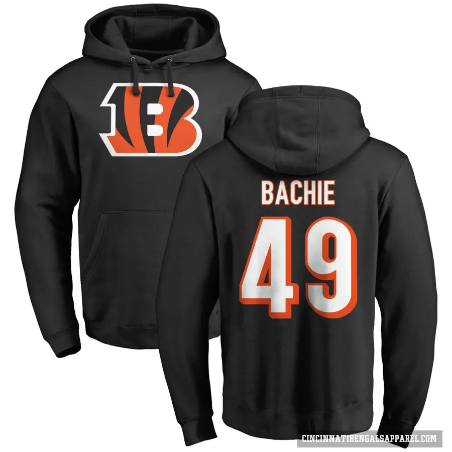 Men's ＃49 Joe Bachie Cincinnati Bengals Black Pro Line Logo Pullover Hoodie