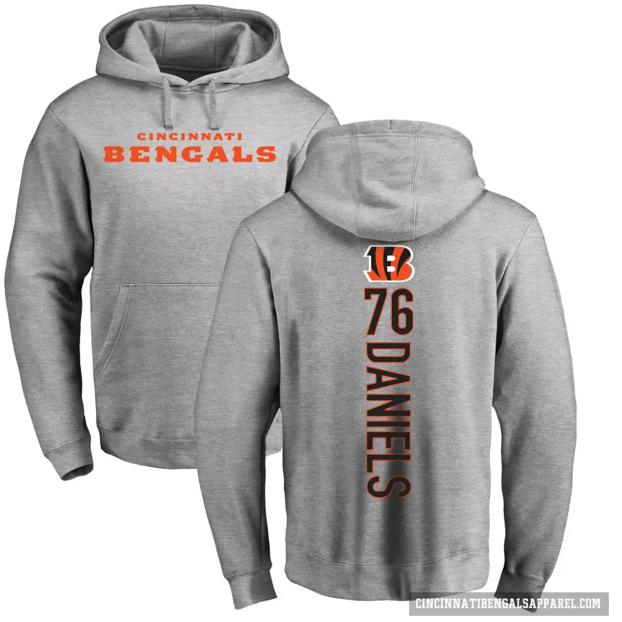 Men's ＃76 Mike Daniels Cincinnati Bengals Pro Line Ash Backer Pullover Hoodie