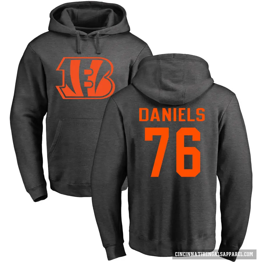 Men's ＃76 Mike Daniels Cincinnati Bengals Pro Line by Branded Ash One Color Pullover Hoodie