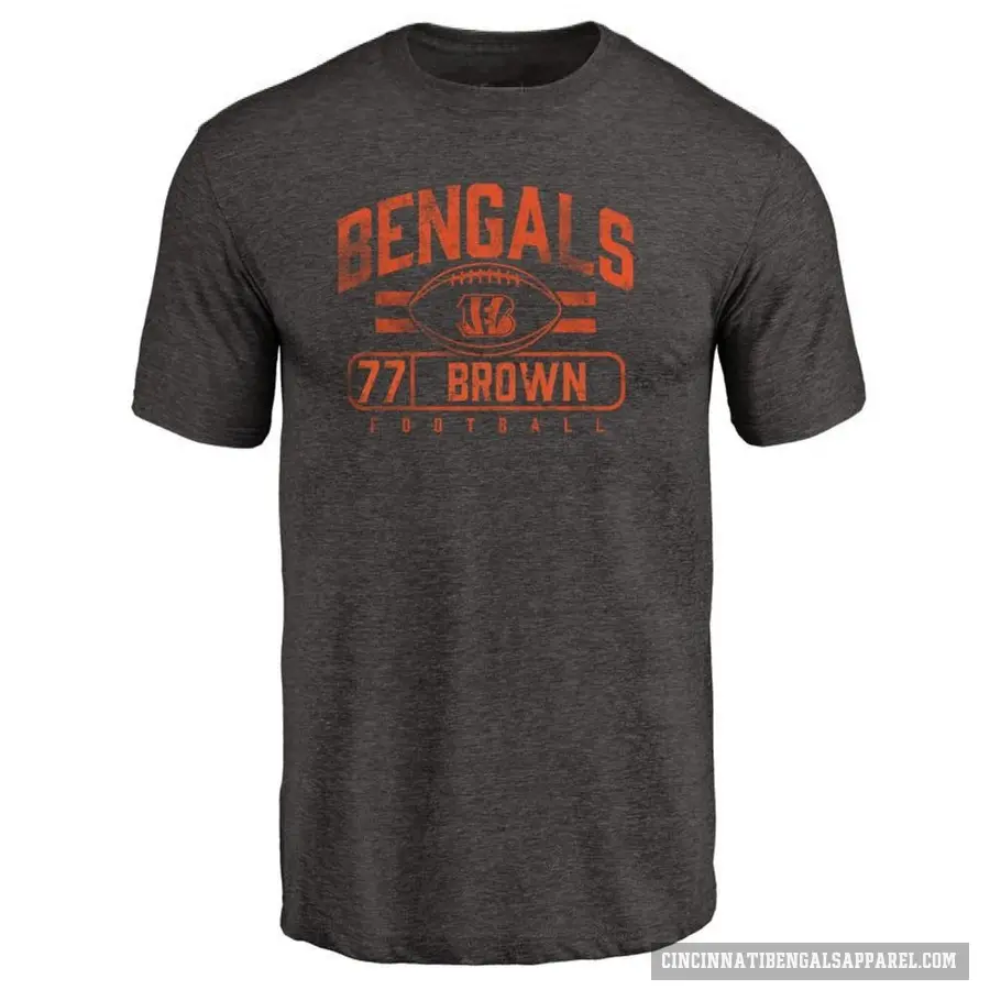 Men's ＃77 Trent Brown Cincinnati Bengals Black Flanker T-Shirt