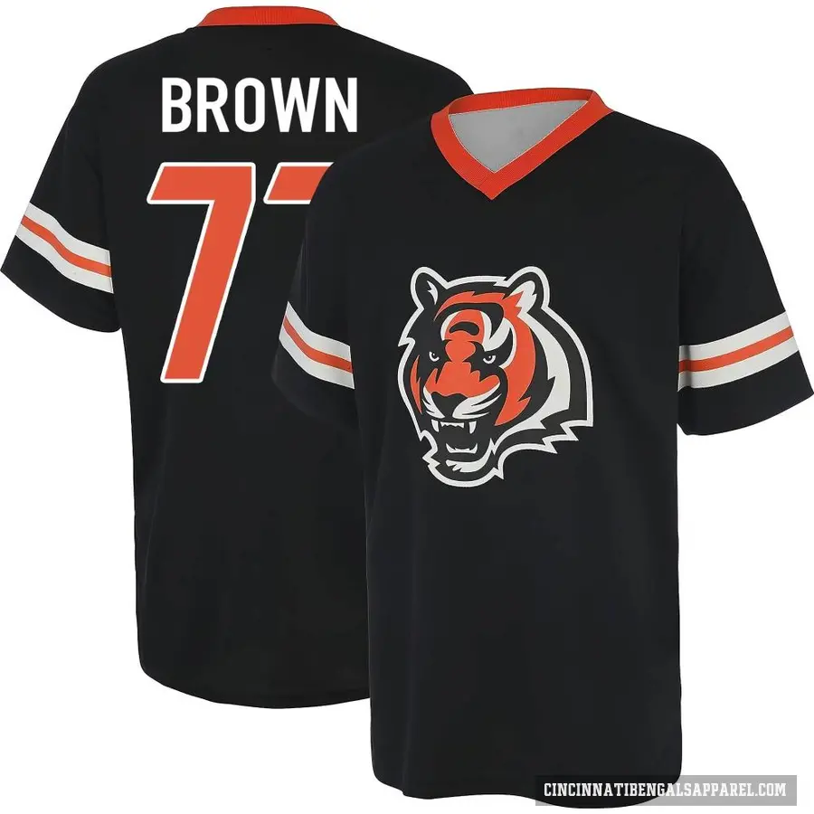 Men's ＃77 Trent Brown Cincinnati Bengals Black Game Day V-Neck T-Shirt