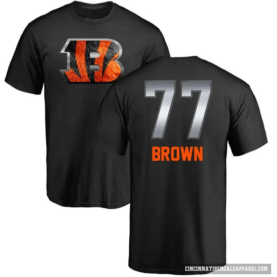 Men's ＃77 Trent Brown Cincinnati Bengals Black Midnight Mascot T-Shirt