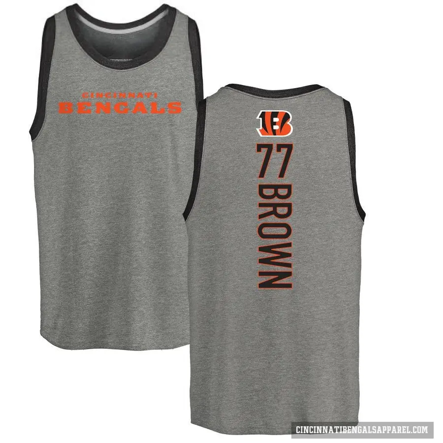 Men's ＃77 Trent Brown Cincinnati Bengals Brown Backer Tank Top Ash