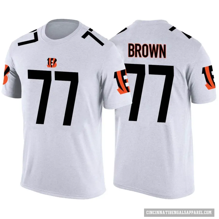 Men's ＃77 Trent Brown Cincinnati Bengals White Color Rush T-Shirt