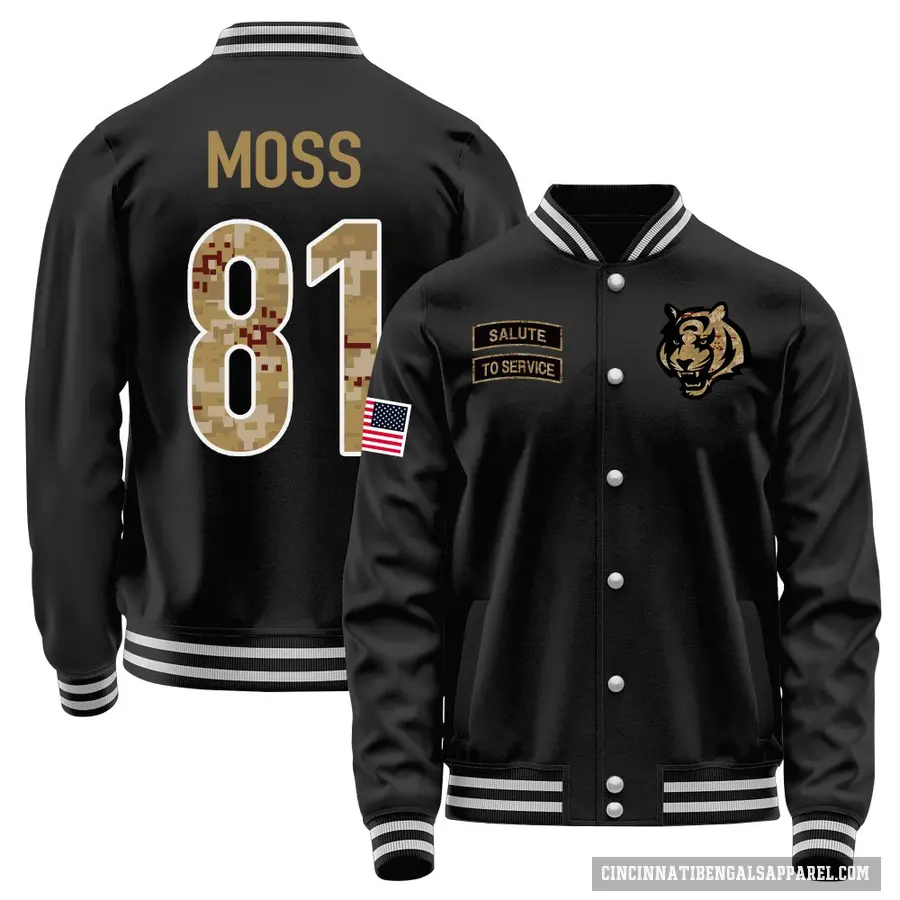 Men's ＃81 Thaddeus Moss Cincinnati Bengals Black Salute to Service Sideline Performance Jacket