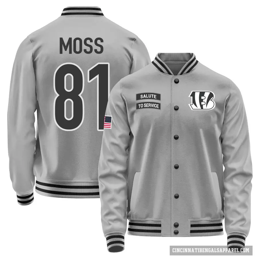 Men's ＃81 Thaddeus Moss Cincinnati Bengals Gray Salute to Service Performance Jacket