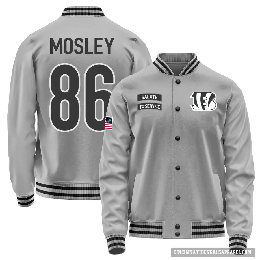 Men's ＃86 Tre Mosley Cincinnati Bengals Gray Salute to Service Performance Jacket