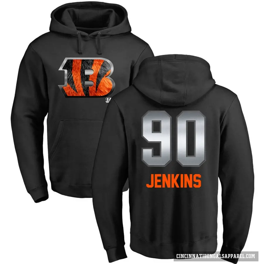 Men's ＃90 Kris Jenkins Jr. Cincinnati Bengals Black Midnight Mascot Pullover Hoodie