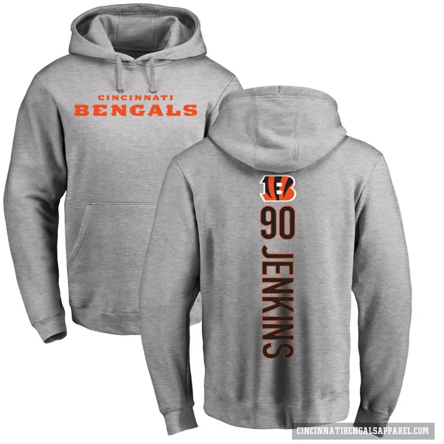 Men's ＃90 Kris Jenkins Jr. Cincinnati Bengals Pro Line Ash Backer Pullover Hoodie