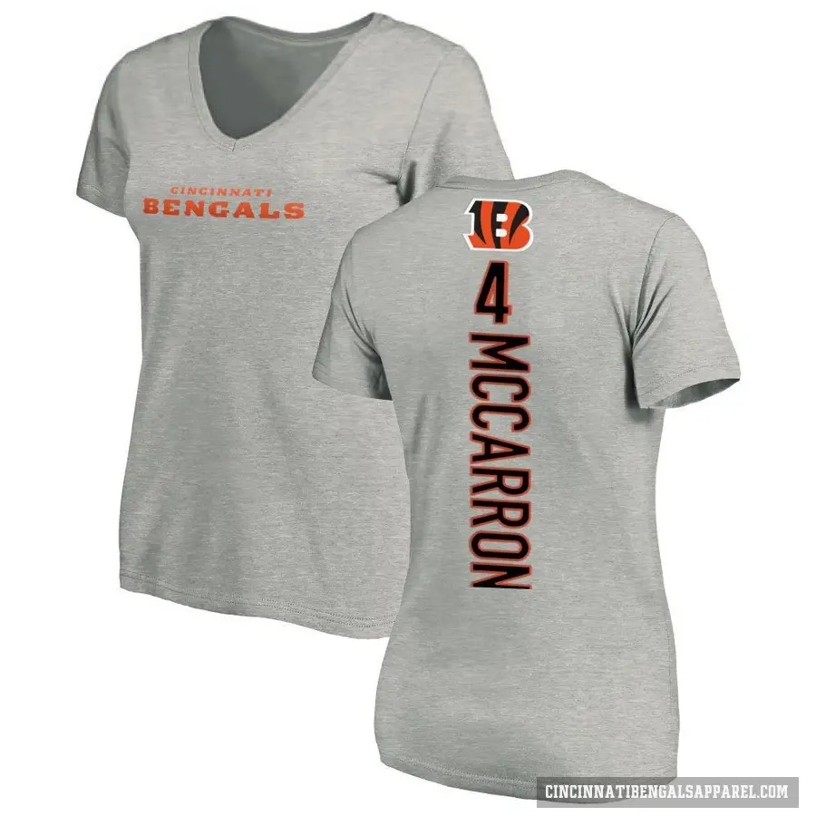 Women's ＃4 AJ McCarron Cincinnati Bengals Ash Backer V-Neck T-Shirt