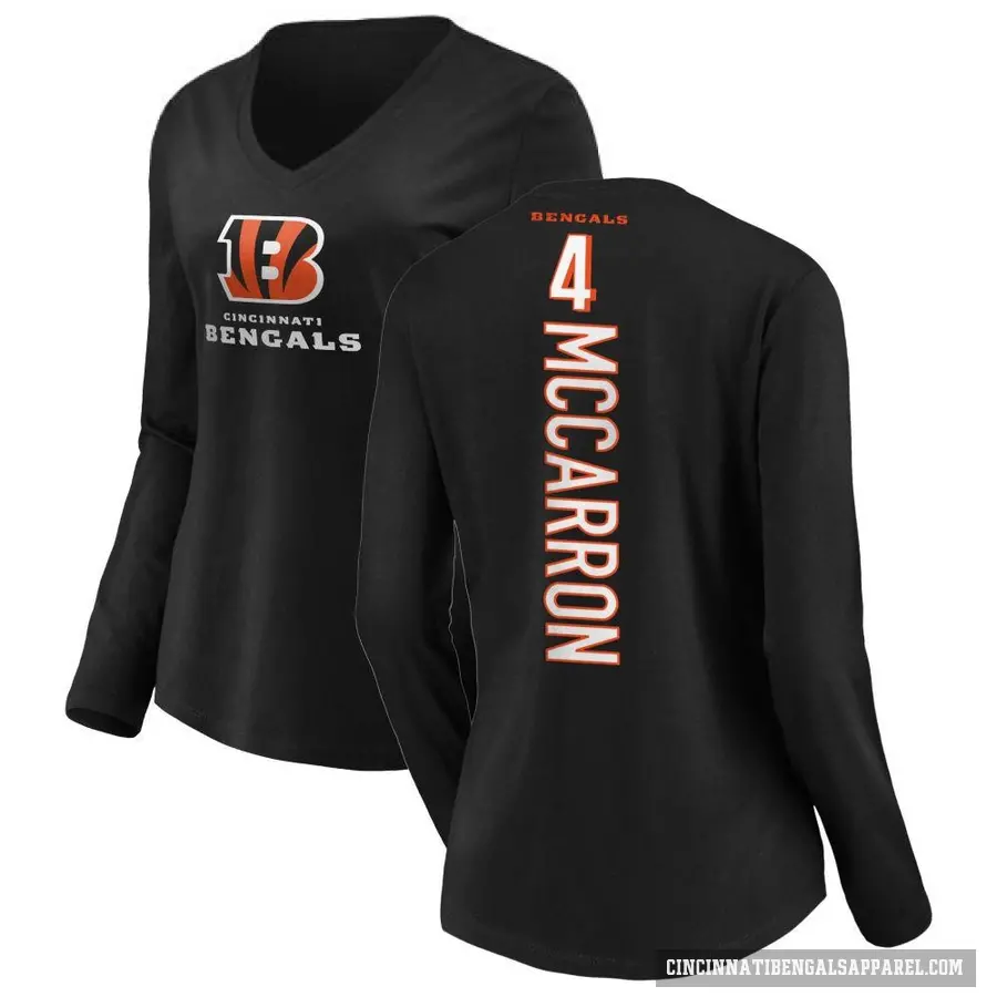 Women's ＃4 AJ McCarron Cincinnati Bengals Black Backer Slim Fit Long Sleeve T-Shirt