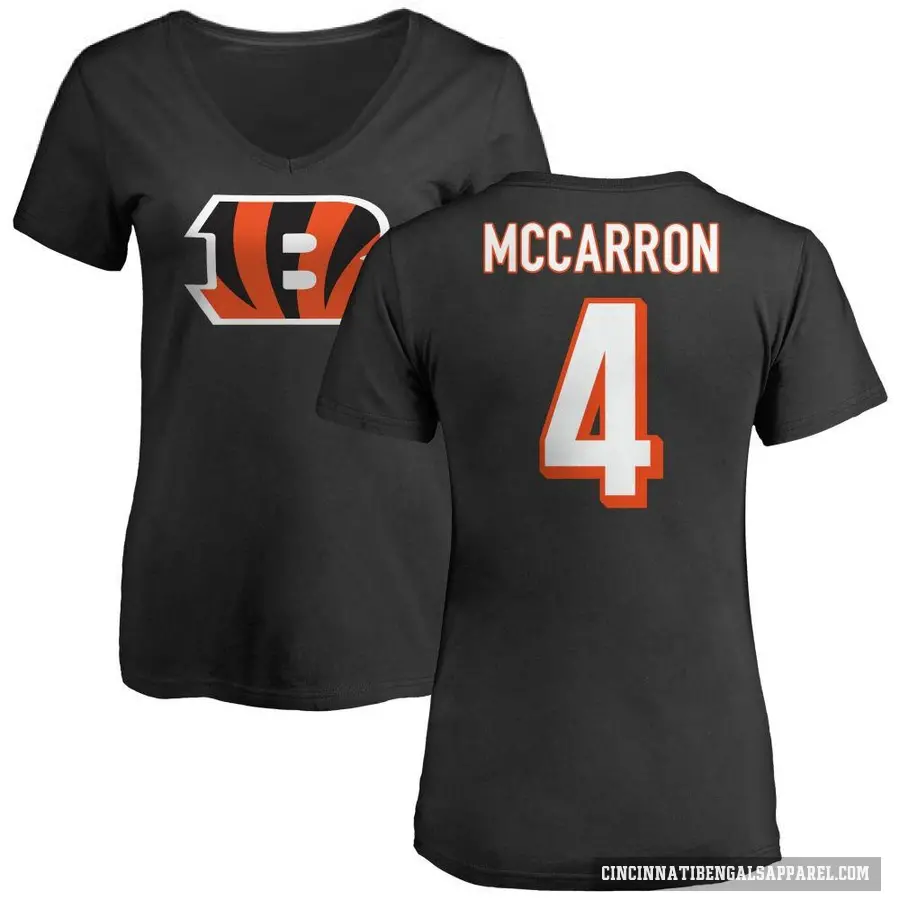 Women's ＃4 AJ McCarron Cincinnati Bengals Black Logo Slim Fit T-Shirt