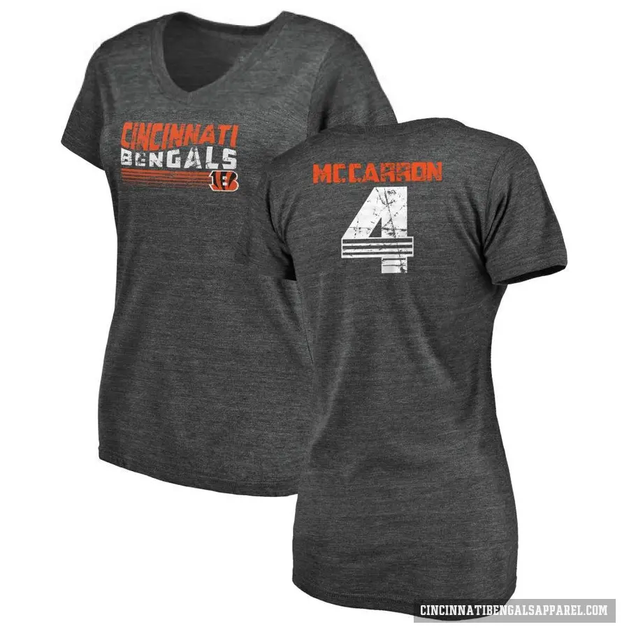 Women's ＃4 AJ McCarron Cincinnati Bengals Black Retro V-Neck T-Shirt