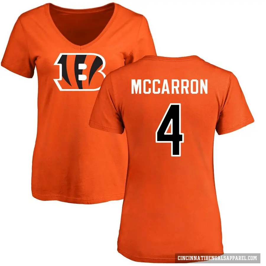 Women's ＃4 AJ McCarron Cincinnati Bengals Orange Logo Slim Fit T-Shirt