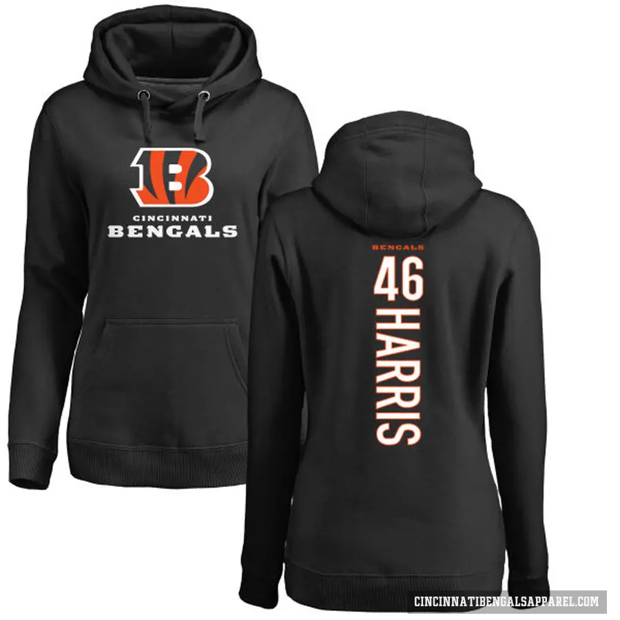 Women's ＃46 Clark Harris Cincinnati Bengals Black Pro Line Backer Pullover Hoodie