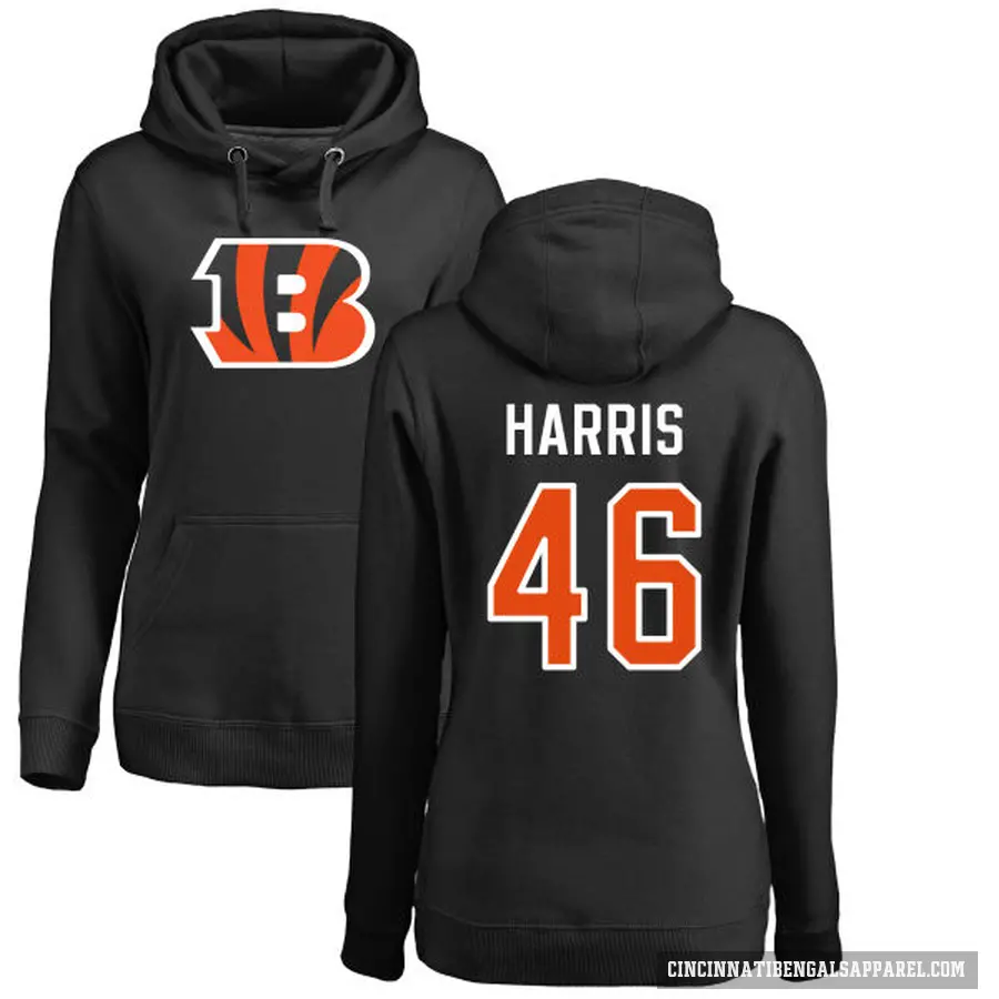 Women's ＃46 Clark Harris Cincinnati Bengals Black Pro Line Logo Pullover Hoodie