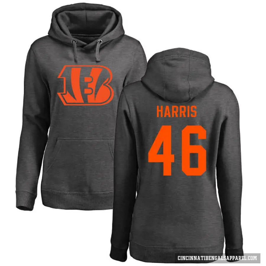 Women's ＃46 Clark Harris Cincinnati Bengals Pro Line by Branded Ash One Color Pullover Hoodie