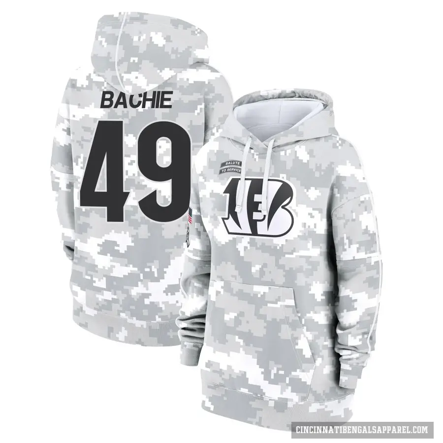 Women's ＃49 Joe Bachie Cincinnati Bengals Arctic Camo 2024 Salute to Service Club Fleece Pullover Hoodie