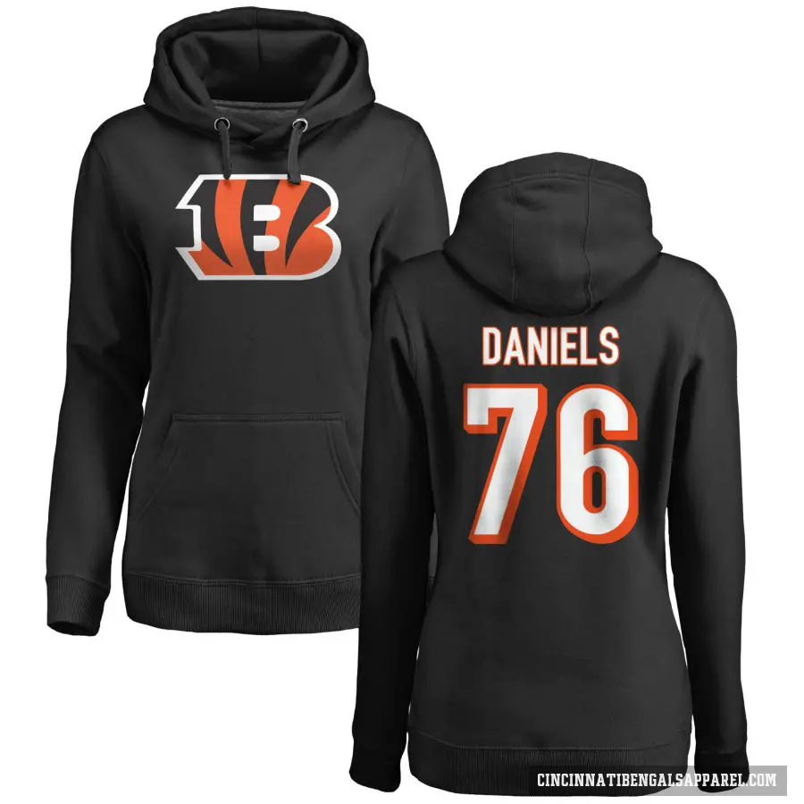 Women's ＃76 Mike Daniels Cincinnati Bengals Black Pro Line Logo Pullover Hoodie