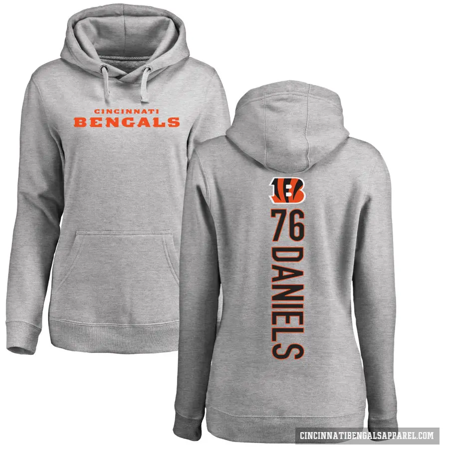 Women's ＃76 Mike Daniels Cincinnati Bengals Pro Line Ash Backer Pullover Hoodie