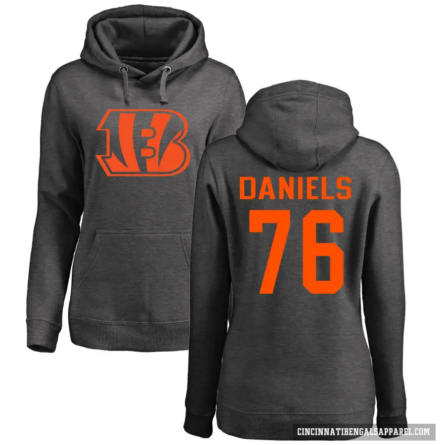 Women's ＃76 Mike Daniels Cincinnati Bengals Pro Line by Branded Ash One Color Pullover Hoodie