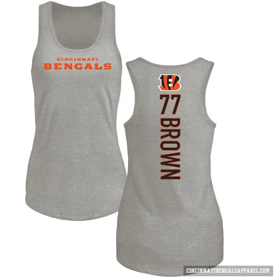 Women's ＃77 Trent Brown Cincinnati Bengals Brown Backer Tank Top Ash