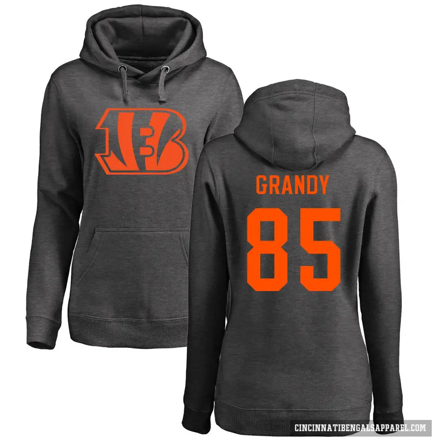 Women's ＃85 Cam Grandy Cincinnati Bengals Pro Line by Branded Ash One Color Pullover Hoodie