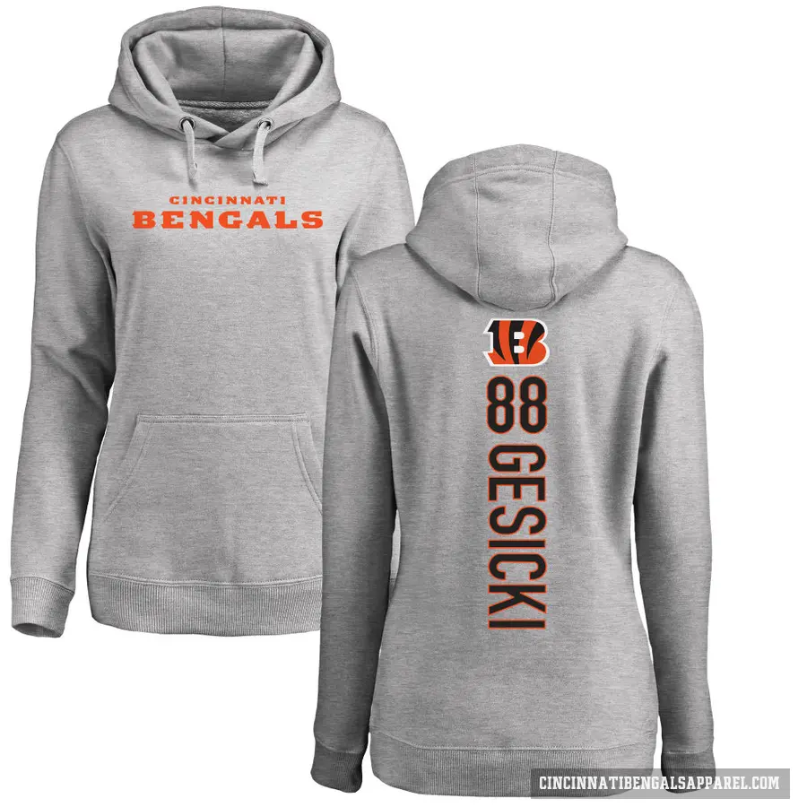 Women's ＃88 Mike Gesicki Cincinnati Bengals Pro Line Ash Backer Pullover Hoodie