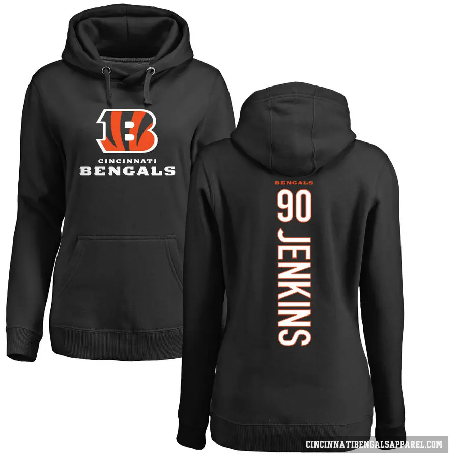 Women's ＃90 Kris Jenkins Jr. Cincinnati Bengals Black Pro Line Backer Pullover Hoodie