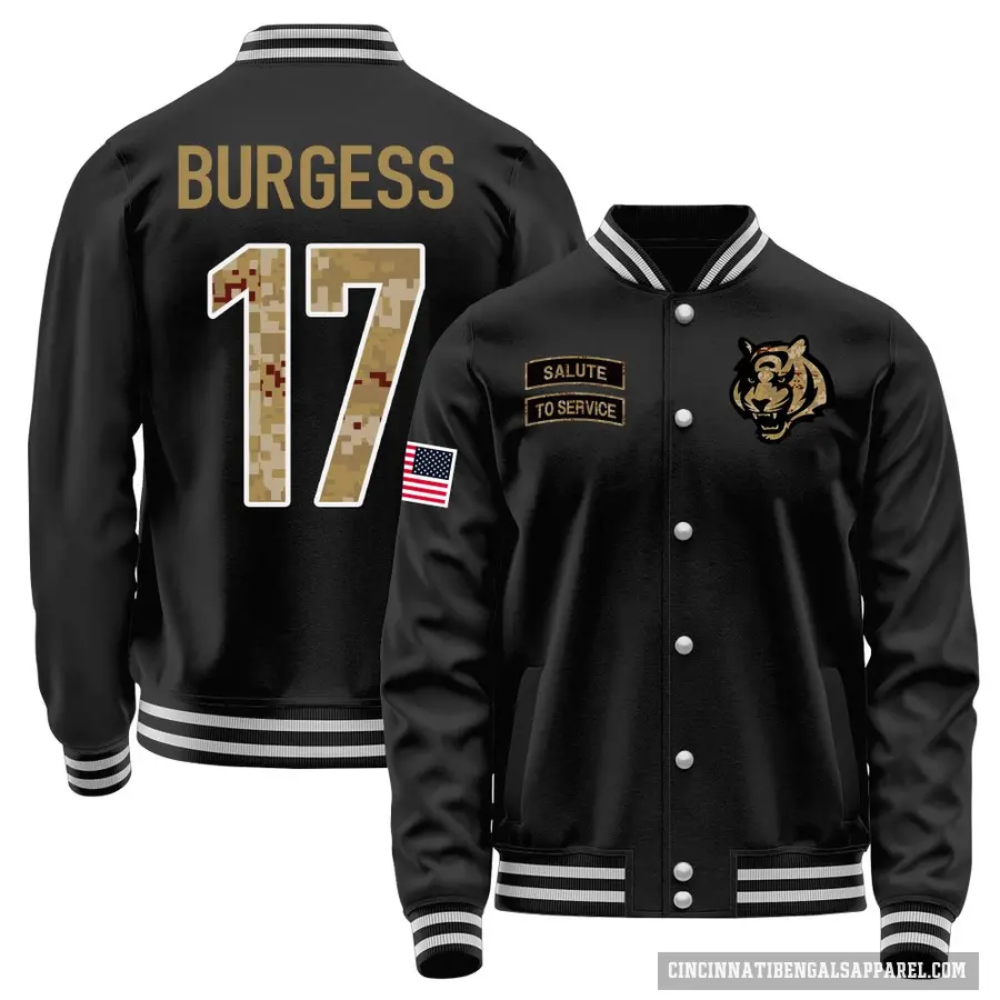 Youth ＃17 Cole Burgess Cincinnati Bengals Black Salute to Service Sideline Performance Jacket